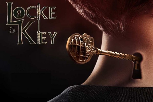 Poster promosi Locke & Key menggambarkan seorang bocah dengan kunci di belakang lehernya.